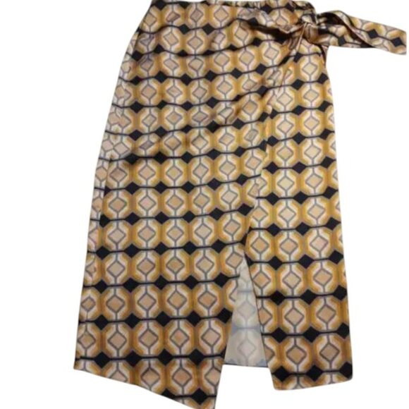 Aritzia Babaton Jupe Mi-Longue Taille 0 Motifs Géométriques Jaune/Gris - Picture 1 of 9